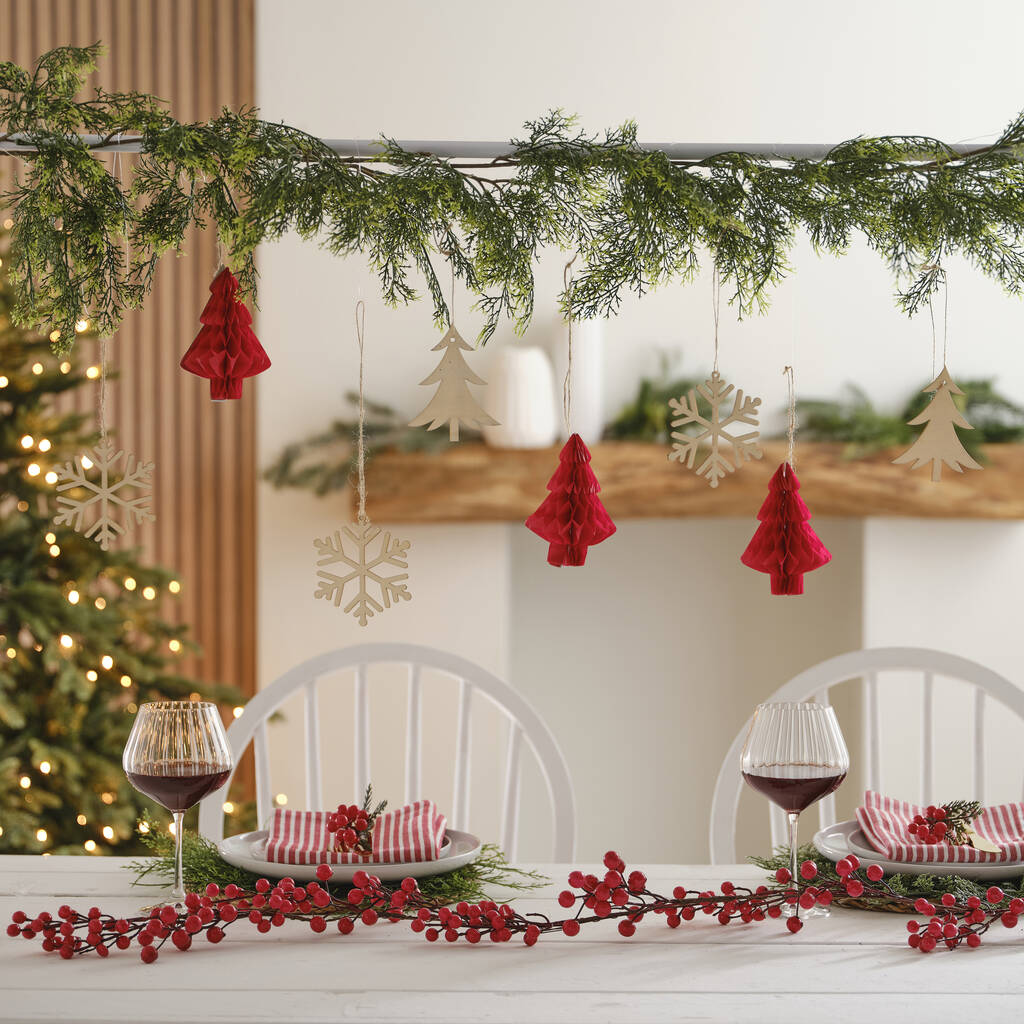 Wooden Trees And Foliage Christmas Hanging Decorations, 1 of 3