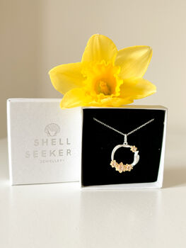 Sterling Silver And 18ct Gold Daffodil Pendant Necklace, 4 of 7