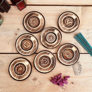 Chakra Wooden Incense Stick And Cone Holder Burner, 4 of 12