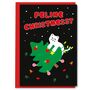 Feline Christmessy Funny White Cat Christmas Card, thumbnail 1 of 2