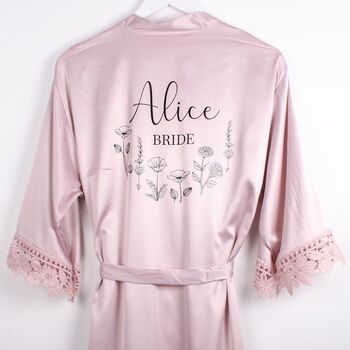 Personalised Bride To Be Wedding Robe Pink, 4 of 5