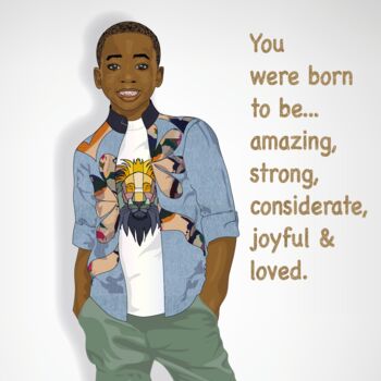 Born To Be Amazing! Empowering Black Greeting Card, 3 of 4