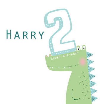 Happy Birthday Boy Crocodile Age Greeting Card, 2 of 3