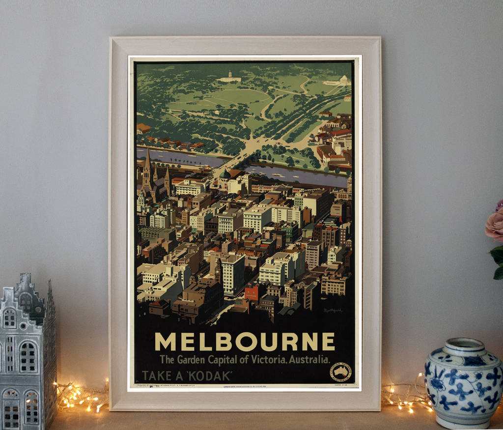 Vintage Melbourne Australia Art Deco Travel Poster By The Poster Collective Notonthehighstreet Com