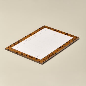 A4 Weekly Planner Desk Pad Mustard Leopard Animal Print, 2 of 7