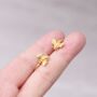 Sweet As Honey Bee Hoop Earrings, 18 K Gold, thumbnail 1 of 7