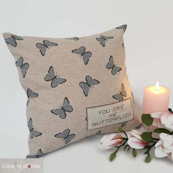 Butterfly Teal Cushion, Personalised New Home Gift, 9 of 11