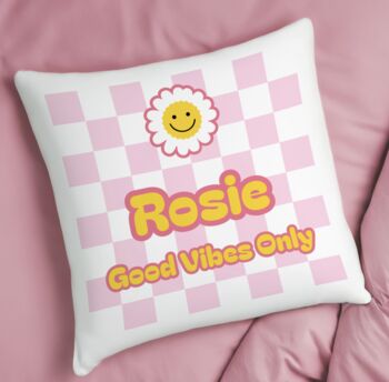 Personalised Daisy Checked Cushion, 4 of 4