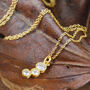 White Topaz Rose/Gold Plated Triple Birthstone Necklace, thumbnail 3 of 4