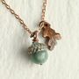 Verdigris Teal Gemstone Acorn Necklace, thumbnail 8 of 12