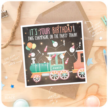 Party Train Funny Birthday Greeting Card For Him Her, 2 of 6