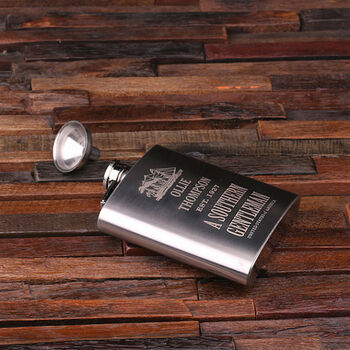 Personalised Stainless Steel Flask – Wooden Box, 2 of 5