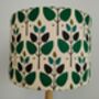 Tree Leaf Lampshade Retro Leaves Pattern Bold Green Blue White Cotton Handmade Fabric Drum Table Floor Or Ceiling Pendant Lamp Shade, thumbnail 1 of 7