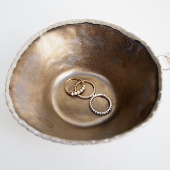 A Handmade Gold Ceramic Ring Dish, 2 of 11