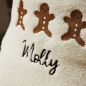 Personalised Gingerbread Cream Borg Christmas Gift Sack, 4 of 5