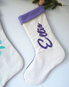 Personalised Cotton And Felt Christmas Stocking, 7 of 7