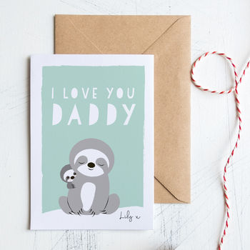 Personalised Daddy Valentine's Day Card With Sloths, 2 of 4