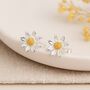 Sterling Silver And Yellow Gold Daisy Flower Stud Earrings, thumbnail 1 of 11