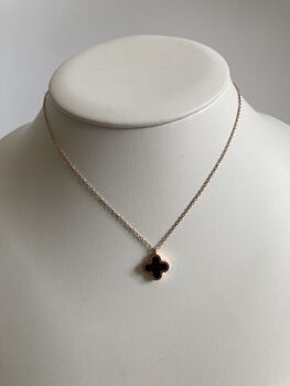 Double Sided White And Black Clover Pendant Necklace, 4 of 5