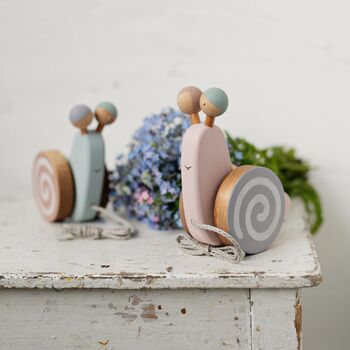 Wooden Pull Along Toy Snail, 2 of 6