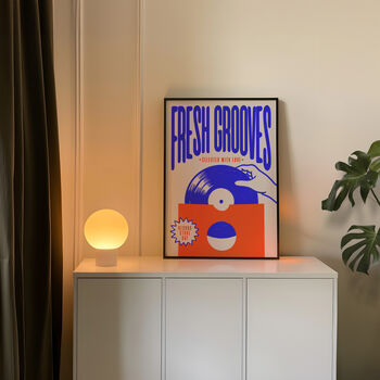 Vinyl Record Print | Fresh Grooves | Music Inspired Wall Art | Retro Mid Century Poster, 9 of 11
