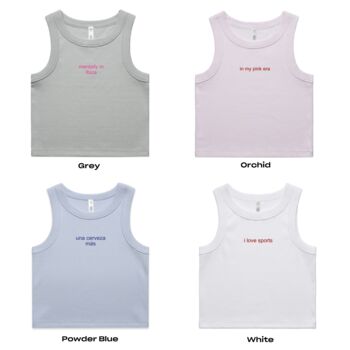 Personalised Mini Slogan Cropped Ribbed Vest, 7 of 7