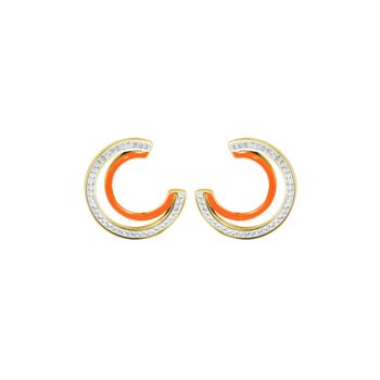 Evoke Gold Plated Crystal Enamel Crescent Stud Earrings, 2 of 6