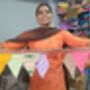 Upcycled Sari Flags, Handmade Bunting, Sari Fabric, thumbnail 2 of 10