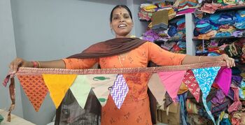 Upcycled Sari Flags, Handmade Bunting, Sari Fabric, 2 of 10