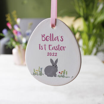 1st Easter Rabbit Egg Ceramic Hanging Decoration, 6 of 10
