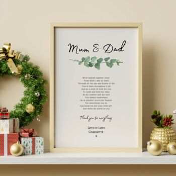 Mum And Dad Christmas Gift Parents Personalised Poem Print, 2 of 8