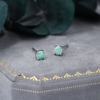 Mint Green Opal Stud Earrings, 7 of 12