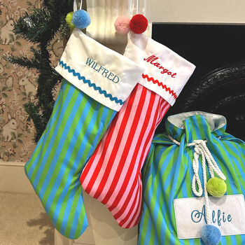 Luxury Striped Personalised Christmas Sack, 8 of 8