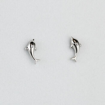 Sterling Silver Dolphin Stud Earrings, 3 of 7