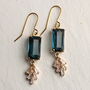 Art Deco Crystal Navy Blue Sapphire Baguette Earrings, thumbnail 3 of 7