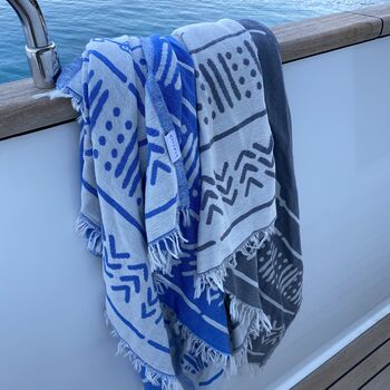 Patmos Patterned Peshtemal Towel Sky Blue, 8 of 9
