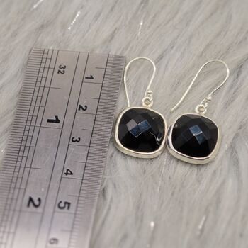 Black Square Onyx Sterling Silver Earrings, 8 of 11