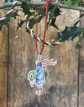 Wooden Hanging Rabbit Holiday Ornament, 5 of 5