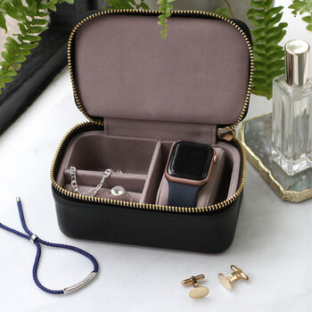 Unisex Personalised Luxury Leather Travel Jewellery Box, 2 of 6