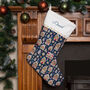 Personalised Christmas Stocking Gingerbread House Design Navy, thumbnail 1 of 4