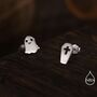 Mismatched Ghost And Coffin Stud Earrings In Sterling Silver, thumbnail 2 of 12
