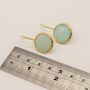 Aqua Chalcedony Earrings: Gold, Dangle Drop, Sterling Silver, Round Blue Gemstone Jewelry, thumbnail 5 of 5