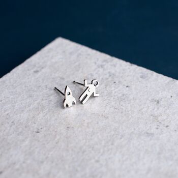 Sterling Silver Rocket And Astronaut Stud Earrings, 4 of 7