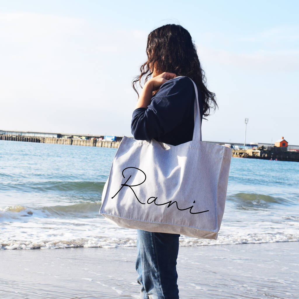 Personalised Name Beach Bag And Oversized Shopping Bag, 1 of 6