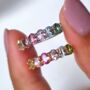 Rainbow Multicoloured Gemstone Half Eternity Ring, thumbnail 2 of 12