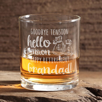 Goodbye Tension Hello Pension Retirement Whiskey Glass, 2 of 8