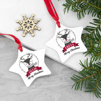 Personalised Reindeer Christmas Decoration, 2 of 5