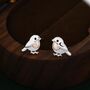 Sterling Silver Baby Robin Bird Stud Earrings, thumbnail 3 of 11