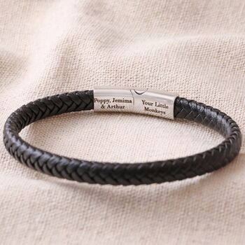 Personalised Men's Woven Vegan Bracelet With Clasp, 3 of 6