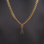 Mens Mini Gold Plated Initial With Cuban Chain Necklace, thumbnail 8 of 10